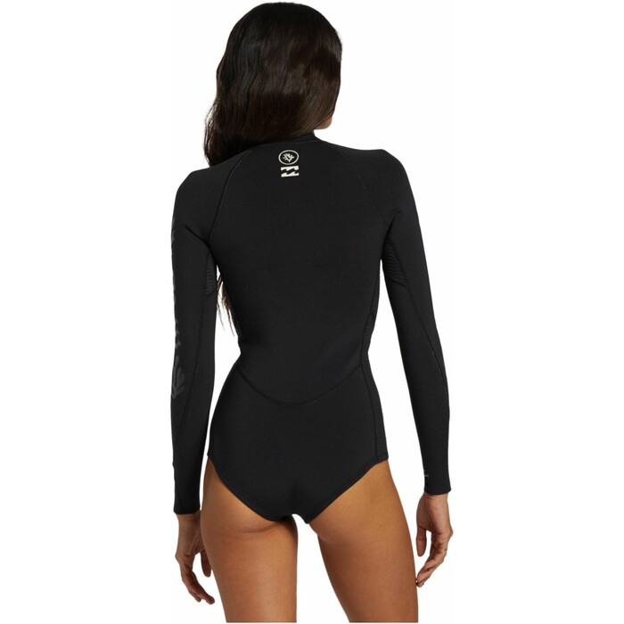 2024 Billabong Womens Coral Gardeners 1mm Long Sleeve Front Zip Springsuit Wetsuit ABJW400125 - Black